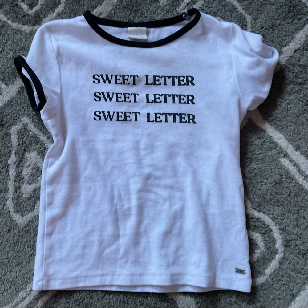 Zara Kids White Tee with Black Sweet Letter Design
